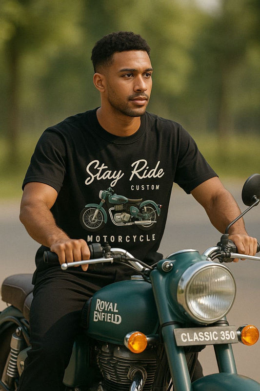 LUSSOVOGUE-Oversized Black T-Shirt – “Stay Ride Culture” Edition