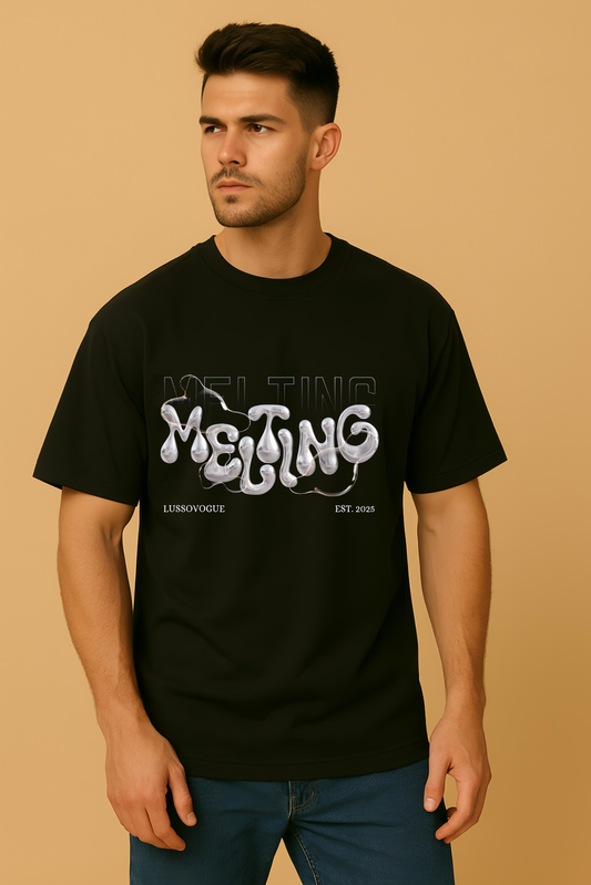 Lussovogue "Melting" Graphic Short Sleeve T-Shirt – Black