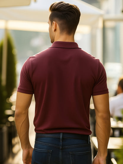 LUSSOVOGUE Men’s Polo T-Shirt Collection | Black, White, Navy Blue, Grey & Maroon | Premium Cotton Blend | Classic Regular Fit
