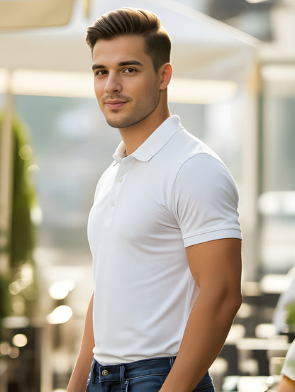 LUSSOVOGUE Men’s Polo T-Shirt Collection | Black, White, Navy Blue, Grey & Maroon | Premium Cotton Blend | Classic Regular Fit