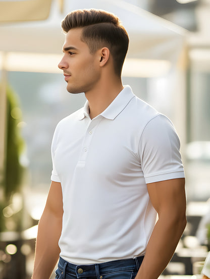 LUSSOVOGUE Men’s Polo T-Shirt Collection | Black, White, Navy Blue, Grey & Maroon | Premium Cotton Blend | Classic Regular Fit